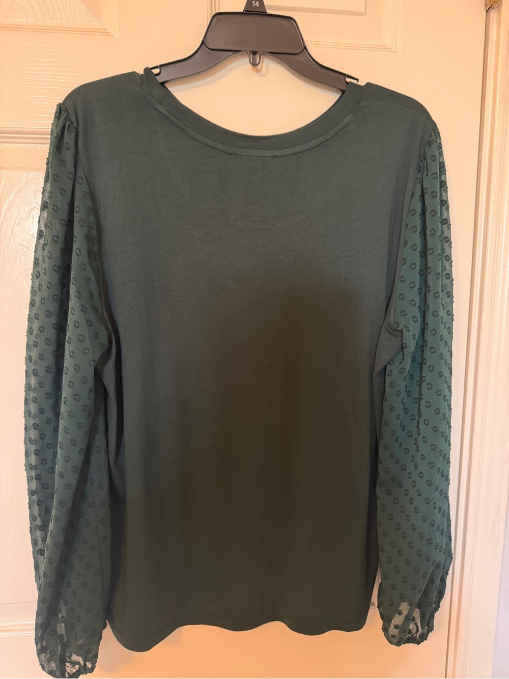 Petite proportioned XL by Short Story, Women's Forest Green Long Sleeve Dot Top